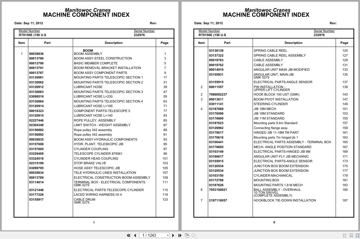 Grove Crane RT9150E 232976 Parts Manual 2012 (1)