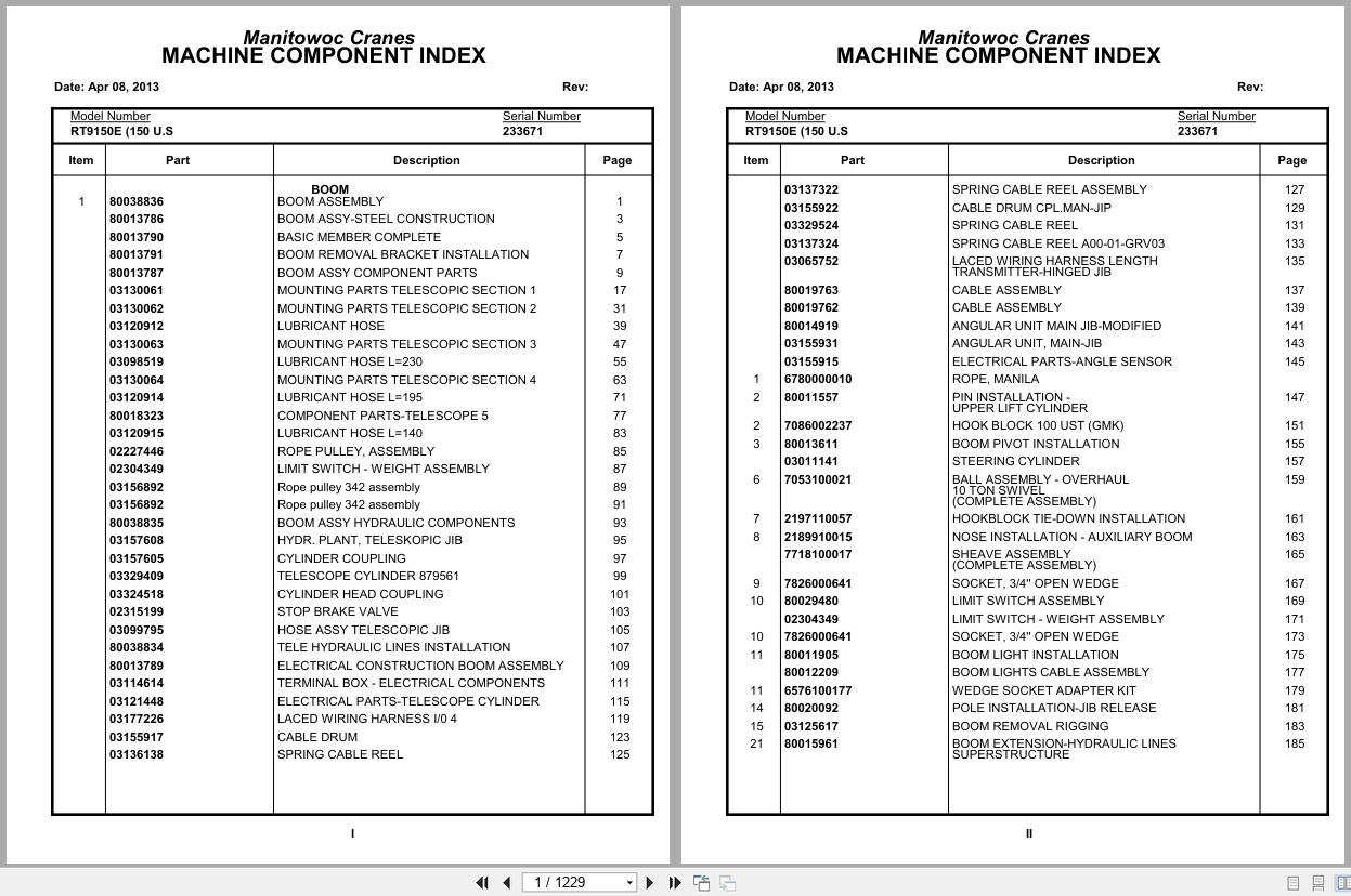 Grove Crane RT9150E 233671 Parts Manual 2013 (1)