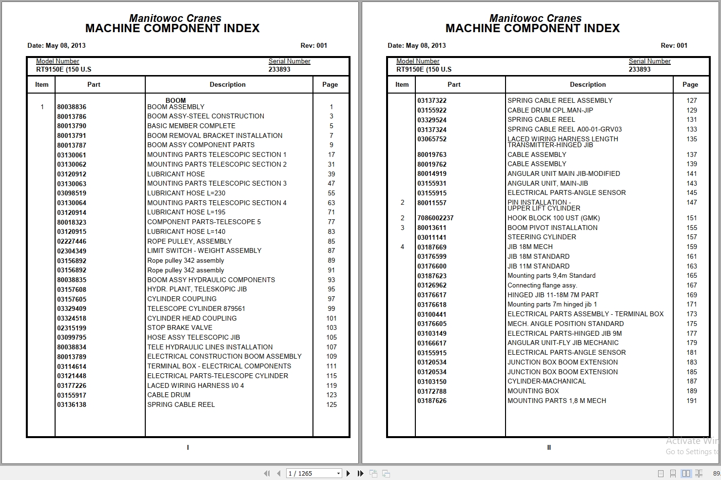 Grove Crane RT9150E 233893 Parts Manual 2013 (1)