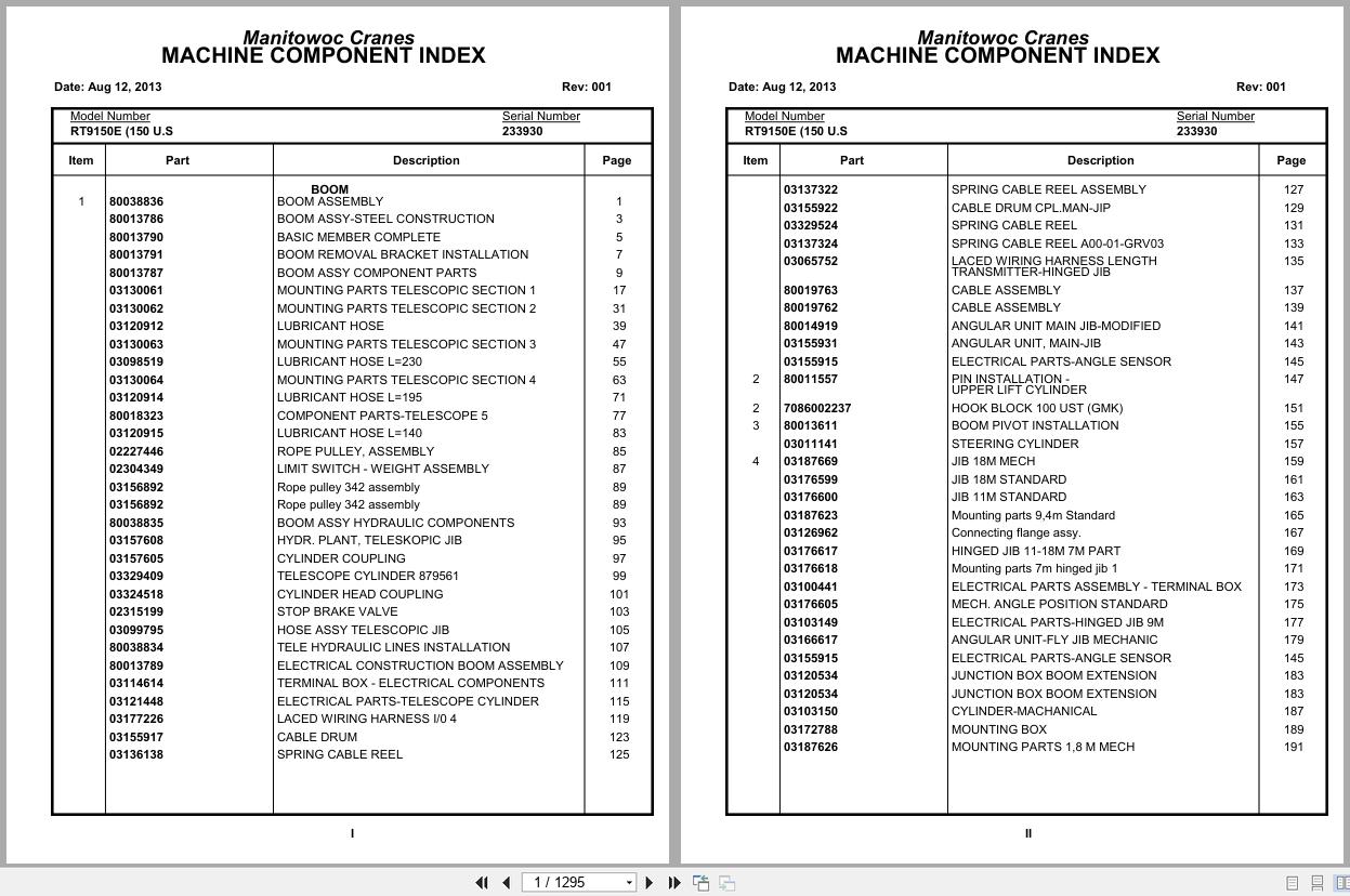 Grove Crane RT9150E 233930 Parts Manual 2013 (1)