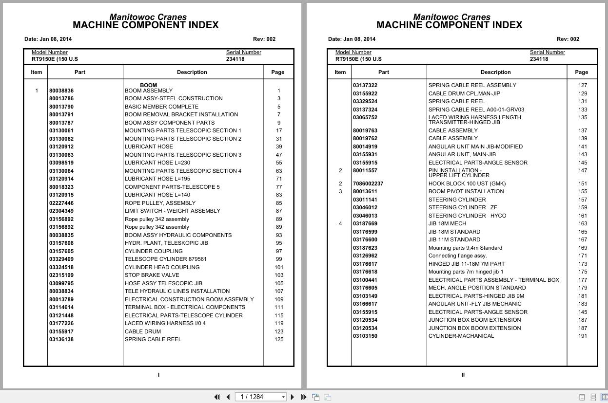 Grove Crane RT9150E 234118 Parts Manual 2014 (1)