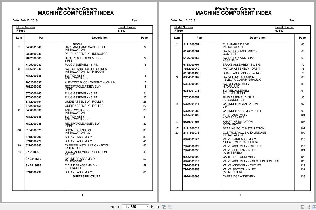 Grove Crane RT980 67542 Parts Manual 2018 (1)