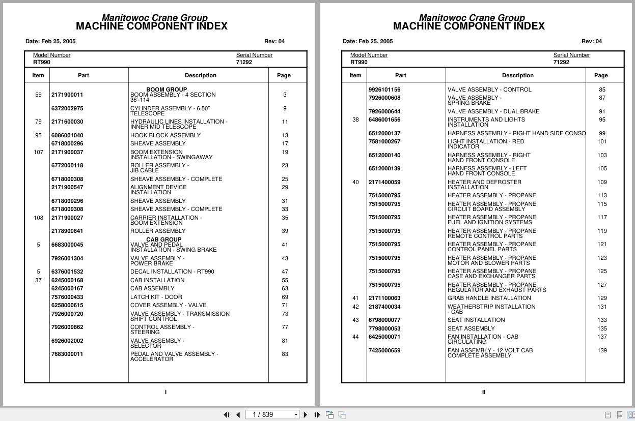 Grove Crane RT990 71292 Parts Manual 2005 (1)