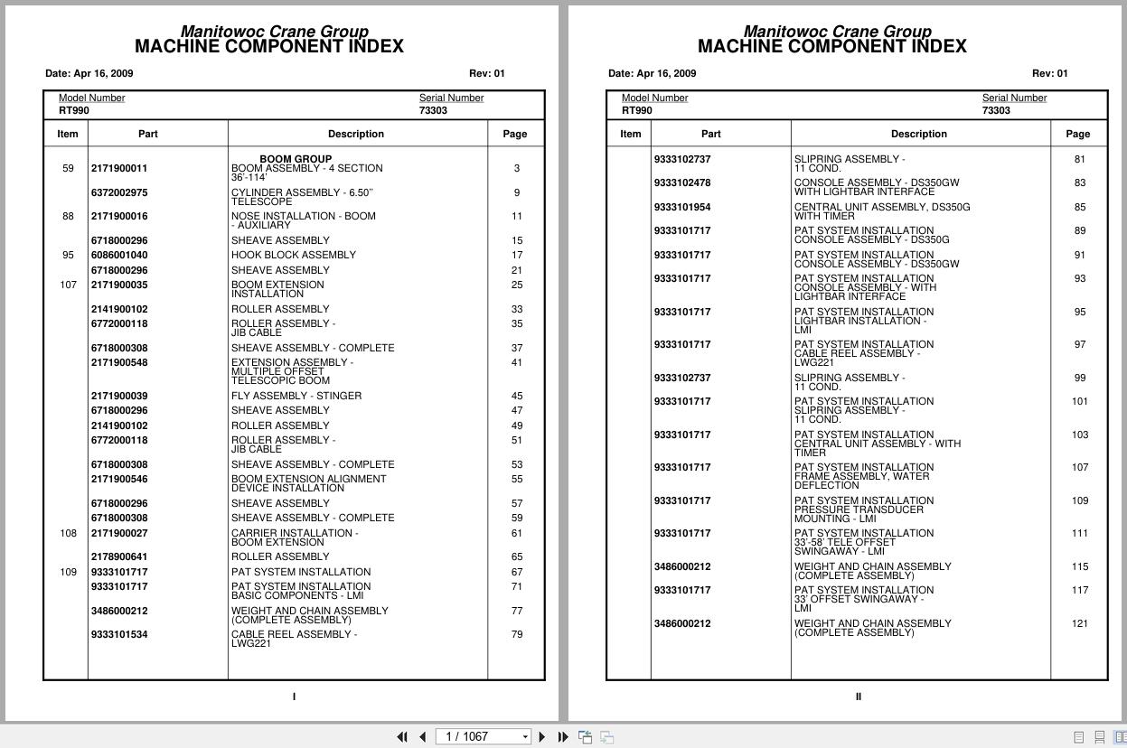 Grove Crane RT990 73303 Parts Manual 2009 (1)
