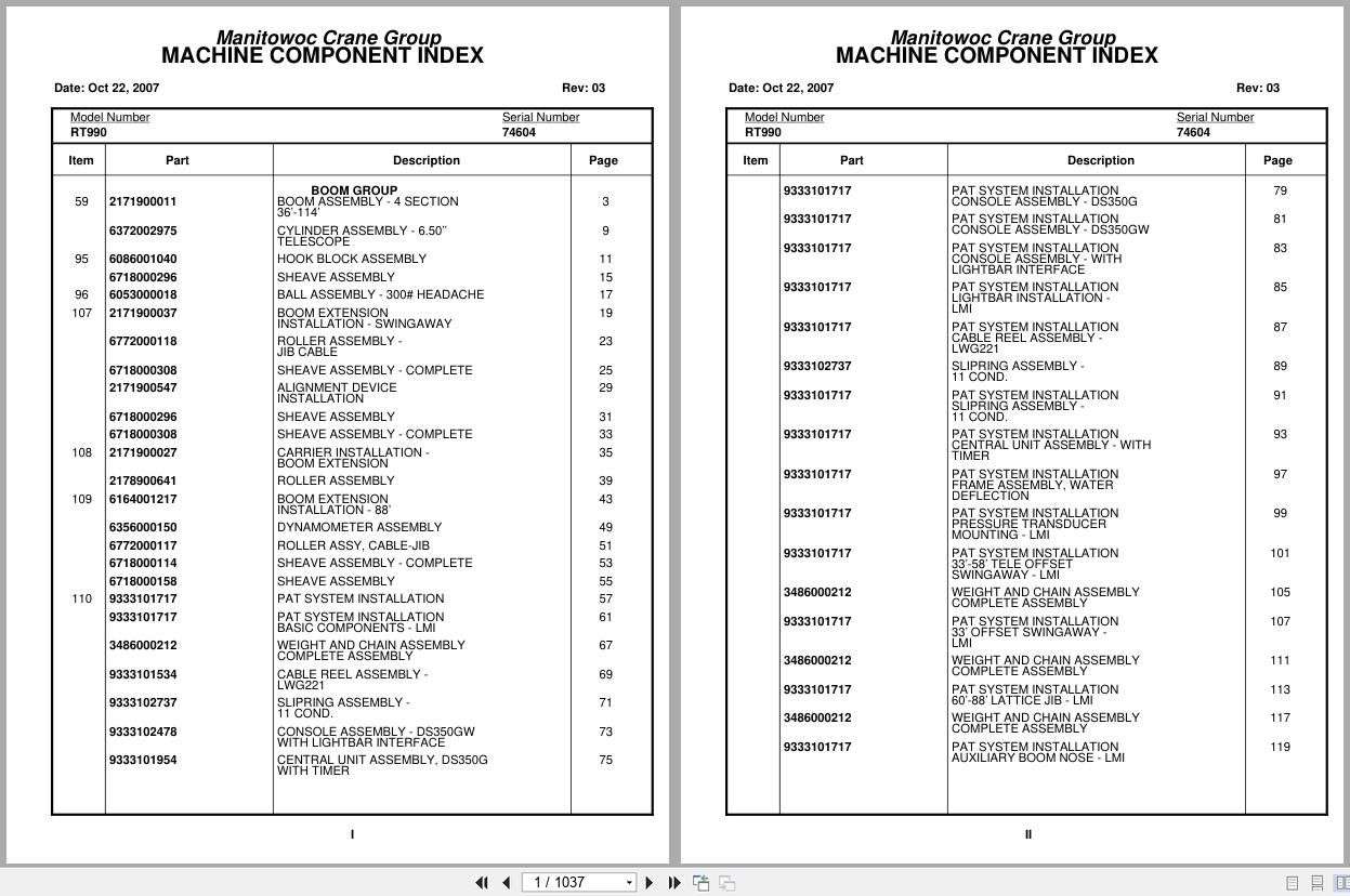Grove Crane RT990 74604 Parts Manual 2007 (1)