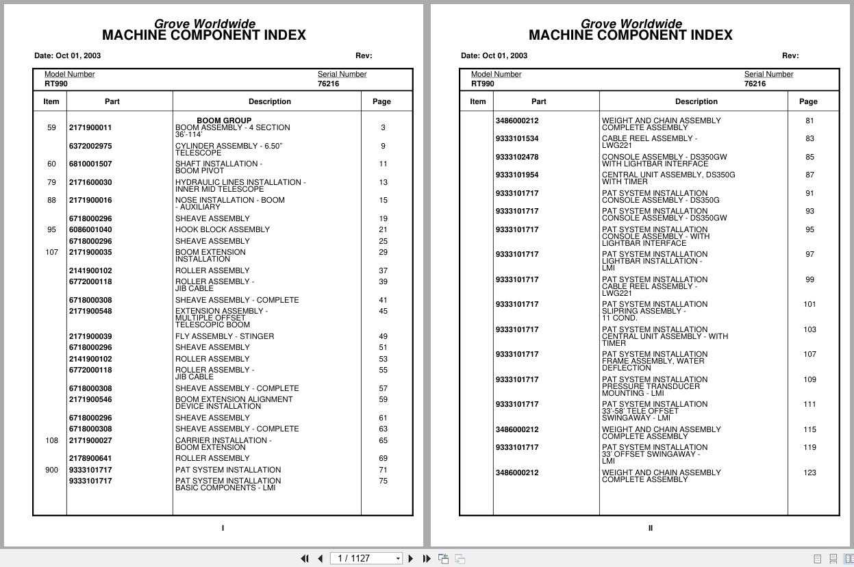Grove Crane RT990 76216 Parts Manual 2003 (1)