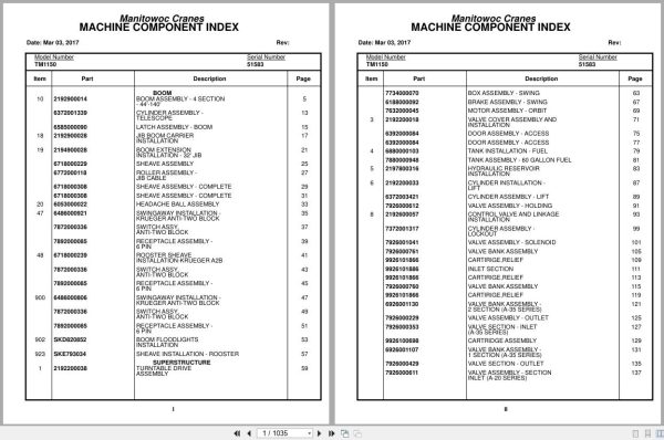 Grove Crane TM1150 51583 Parts Manual (1)