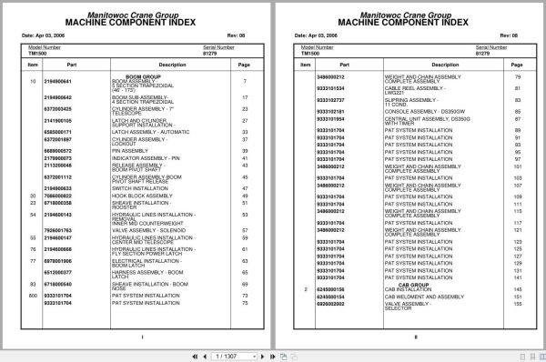 Grove Crane TM1500 81279 Parts Manual (1)