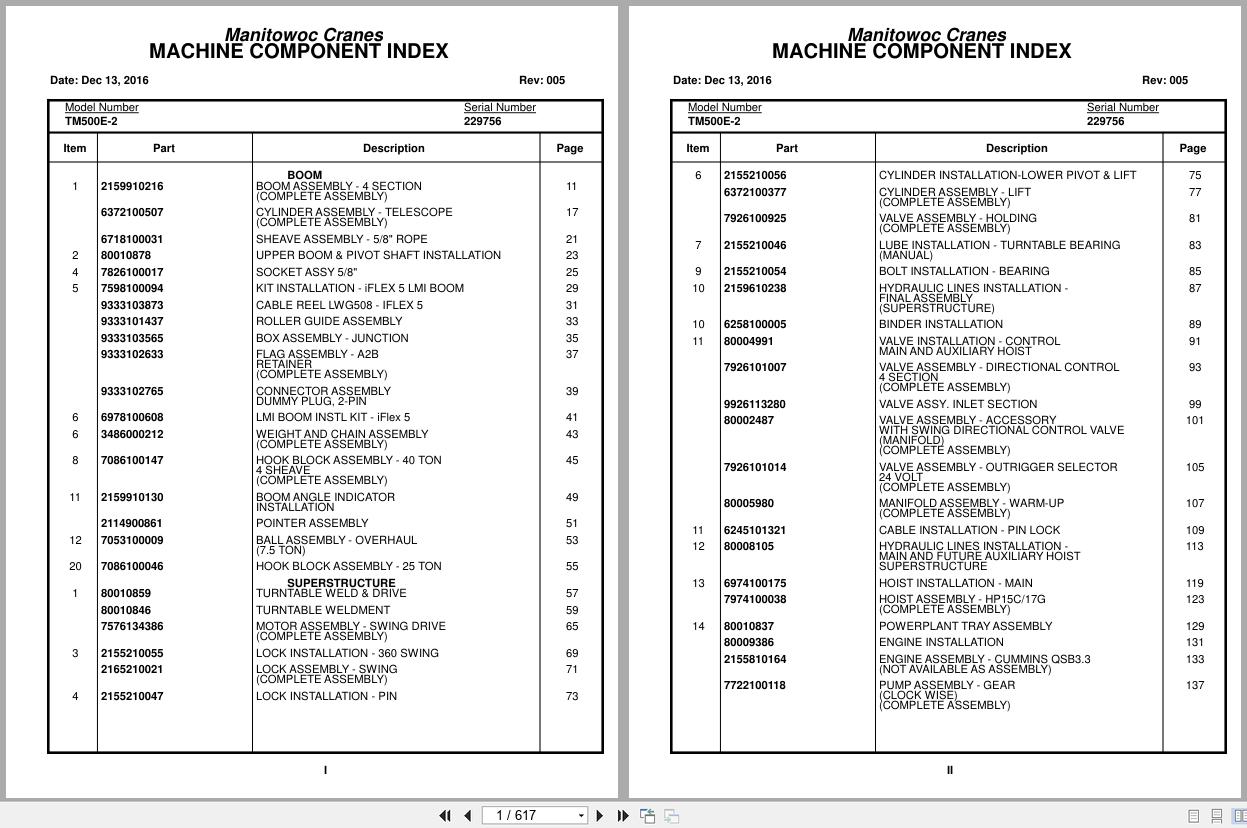 Grove Crane TM500E 2 229756 Parts Manual (1)