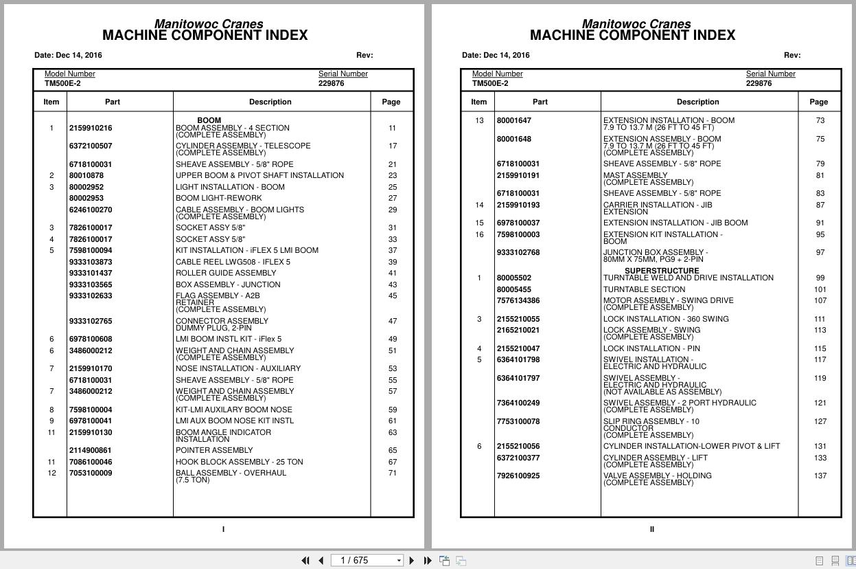 Grove Crane TM500E 2 229876 Parts Manual (1)