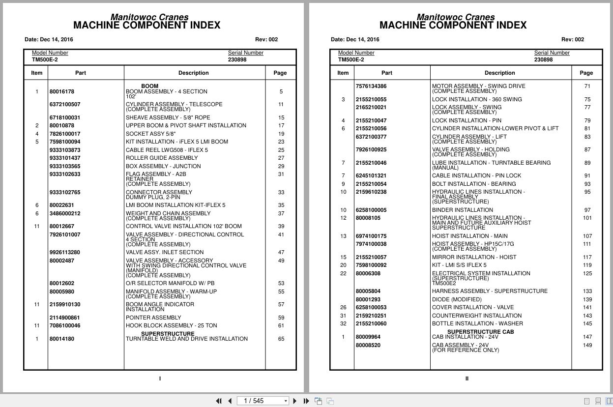 Grove Crane TM500E 2 230898 Parts Manual (1)