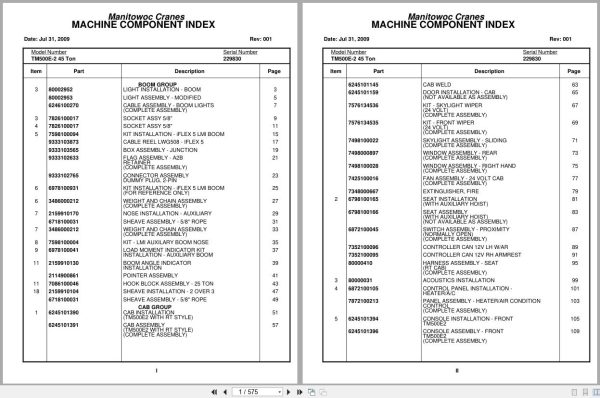 Grove Crane TM500E 2 45 Ton 229830 Parts Manual (1)