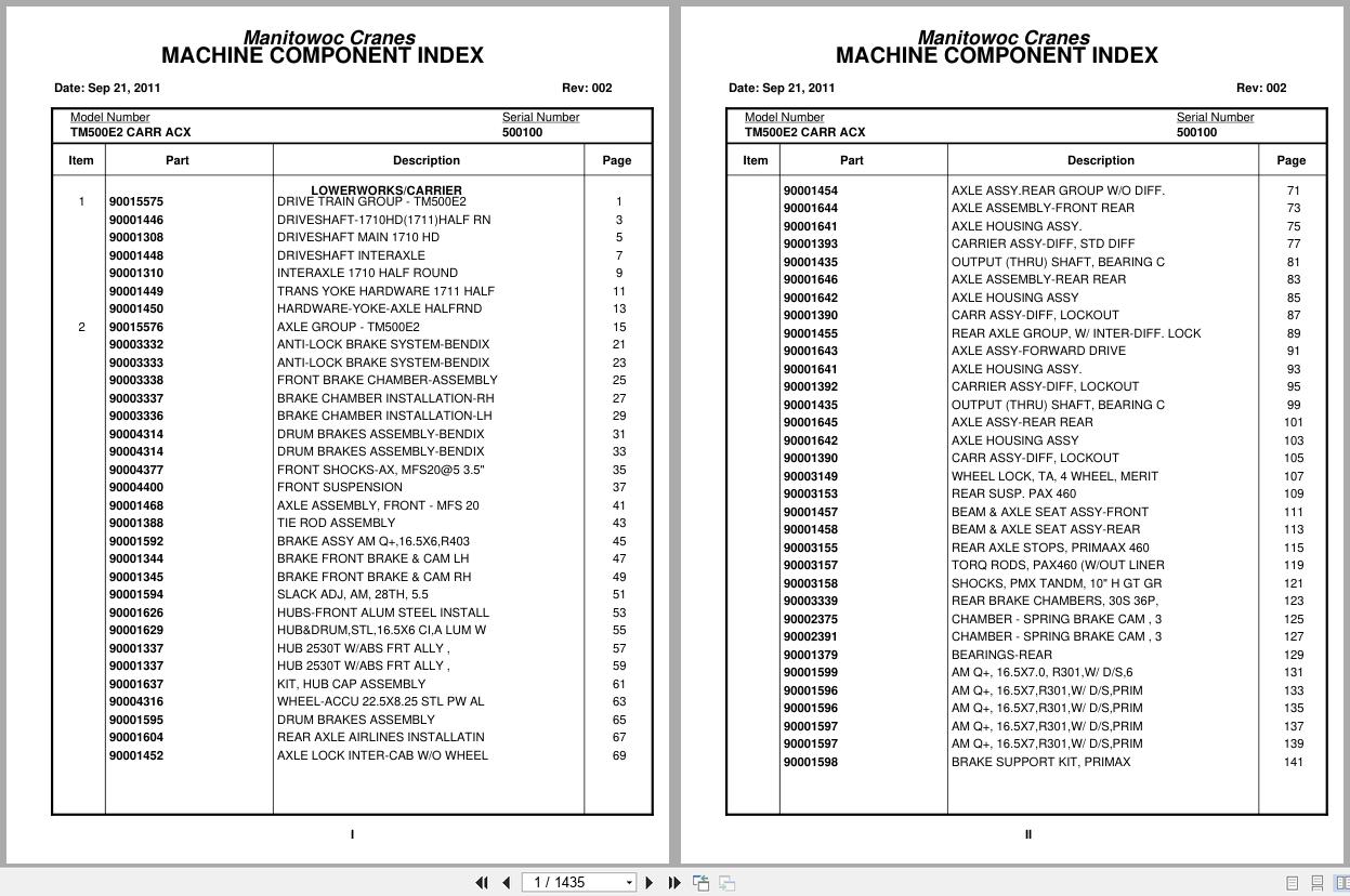Grove Crane TM500E2 CARR ACX 500100 Parts Manual (1)