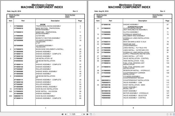 Grove Crane TM800T 23824 Parts Manual (1)