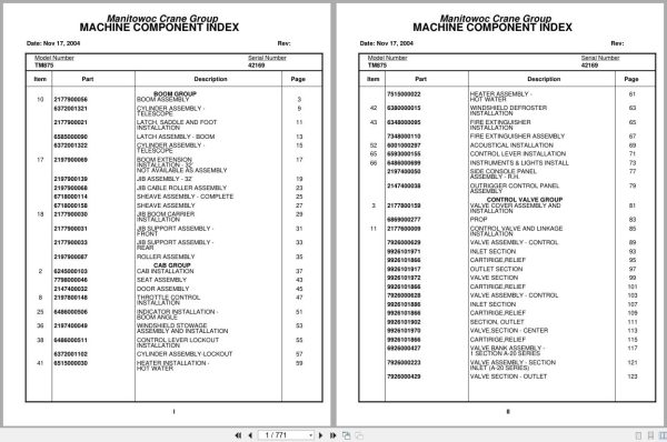Grove Crane TM875 42169 Parts Manual (1)