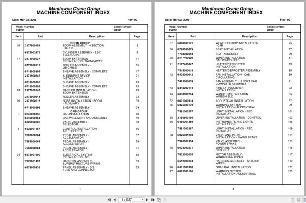 Grove Crane TM890 70385 Parts Manual (1)