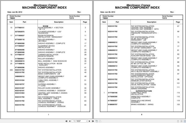 Grove Crane TM890 72576 Parts Manual (1)