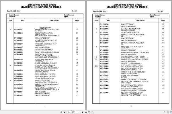Grove Crane TM9120 82905 Parts Manual (1)