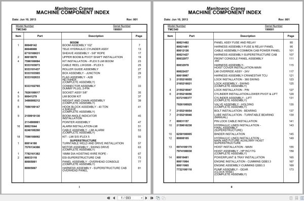 Grove Crane TMC540 190001 Parts Manual (1)