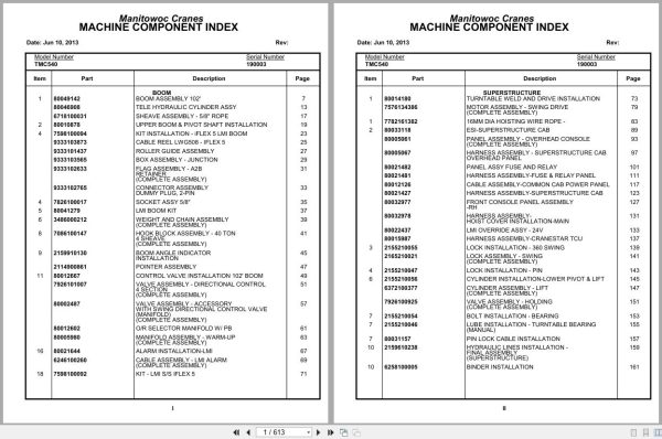 Grove Crane TMC540 190003 Parts Manual (1)