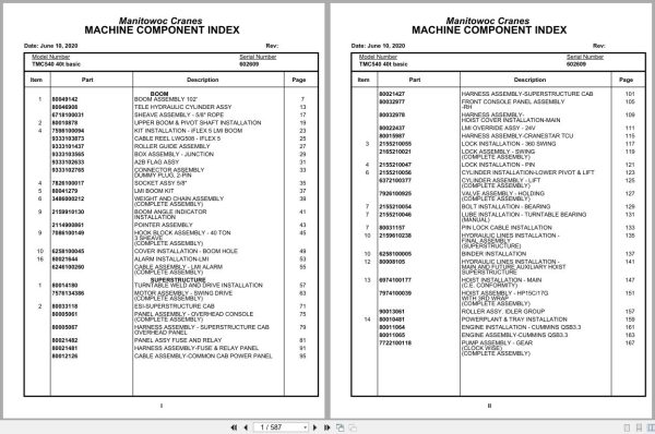 Grove Crane TMC540 40t Basic 602609 Parts Manual (1)