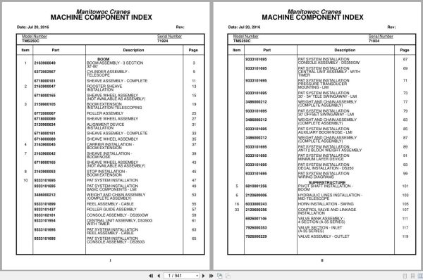 Grove Crane TMS250C 71924 Parts Manual (1)