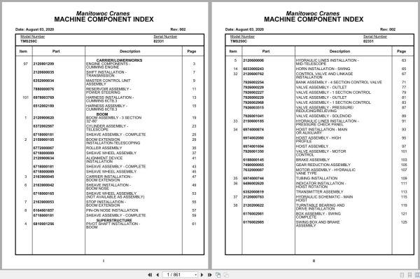 Grove Crane TMS250C 82331 Parts Manual (1)