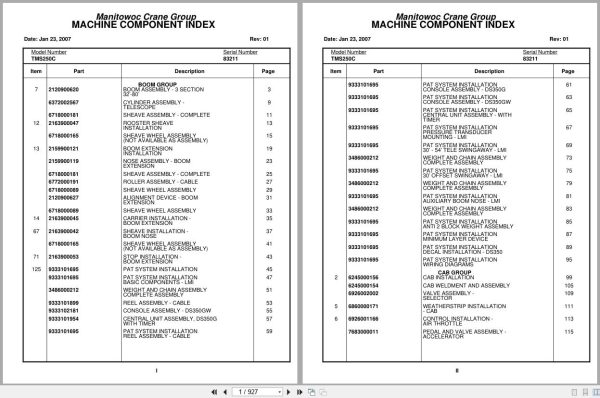 Grove Crane TMS250C 83211 Parts Manual (1)