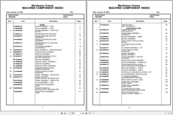 Grove Crane TMS300B 50542 Parts Manual (1)