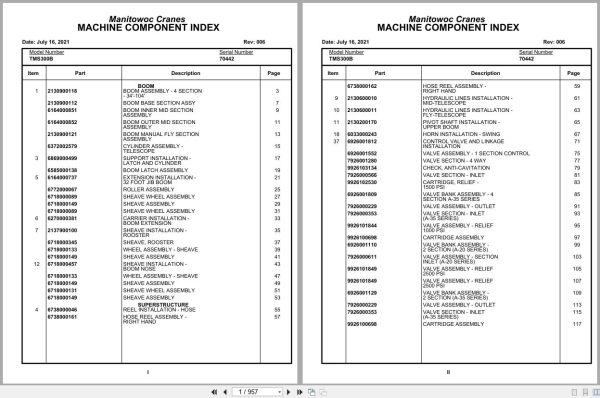 Grove Crane TMS300B 70442 Parts Manual (1)