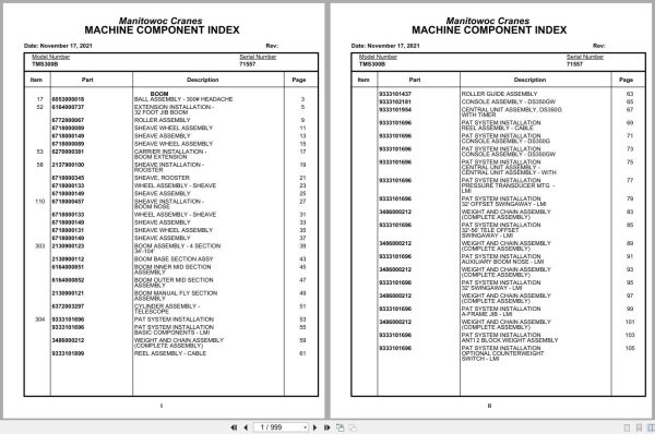 Grove Crane TMS300B 71557 Parts Manual (1)