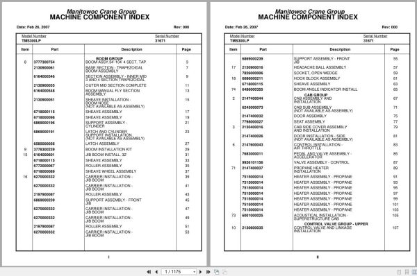 Grove Crane TMS300LP 31671 Parts Manual (1)