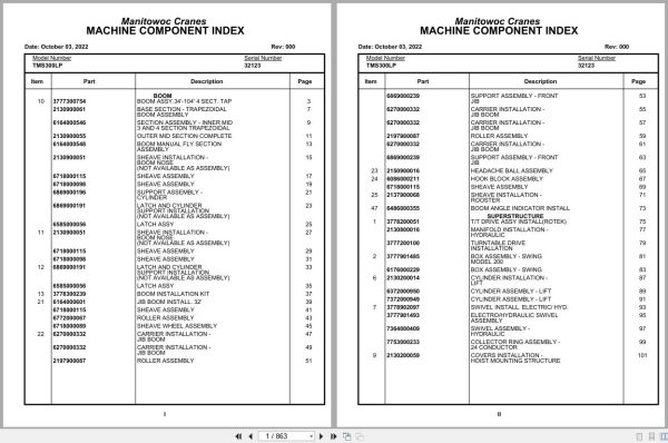 Grove Crane TMS300LP 32123 Parts Manual (1)