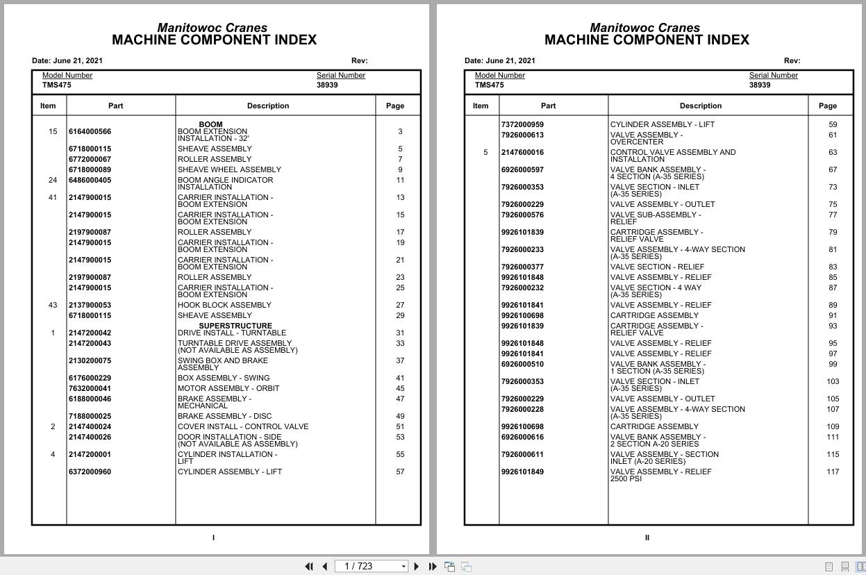 Grove Crane TMS475 38939 Parts Manual (1)