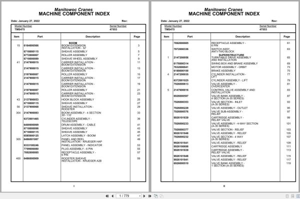 Grove Crane TMS475 47553 Parts Manual (1)