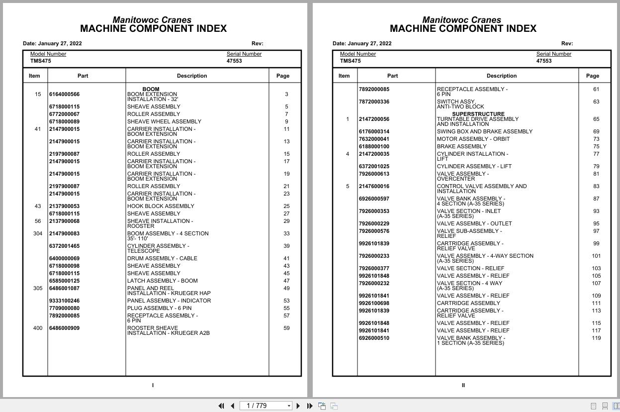 Grove Crane TMS475 47553 Parts Manual (1)