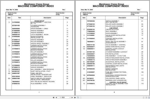 Grove Crane TMS475 47700 Parts Manual (1)