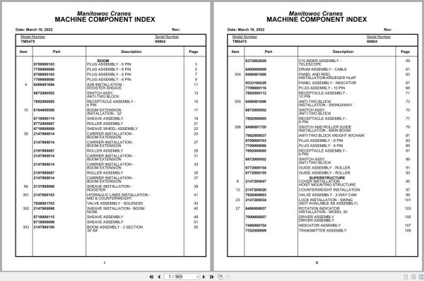 Grove Crane TMS475 69804 Parts Manual (1)