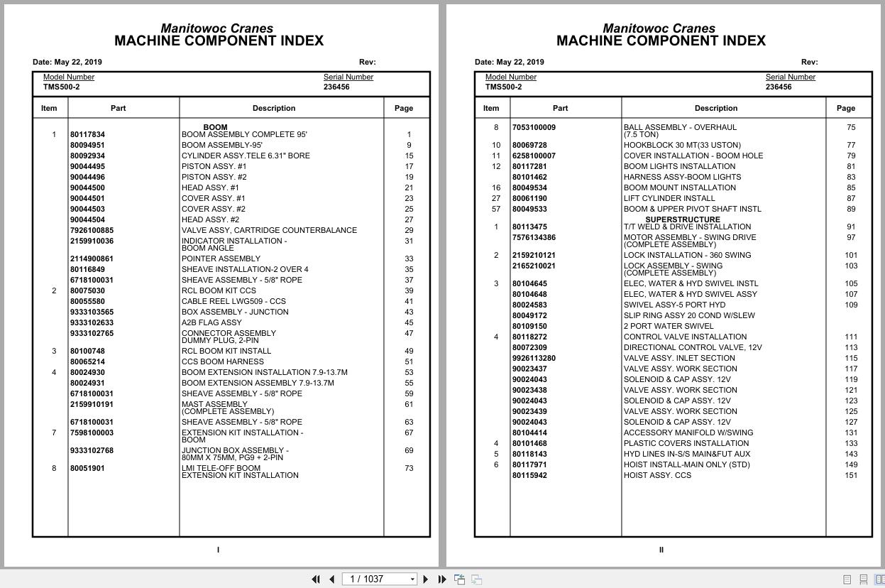 Grove Crane TMS500 2 236456 Parts Manual (1)