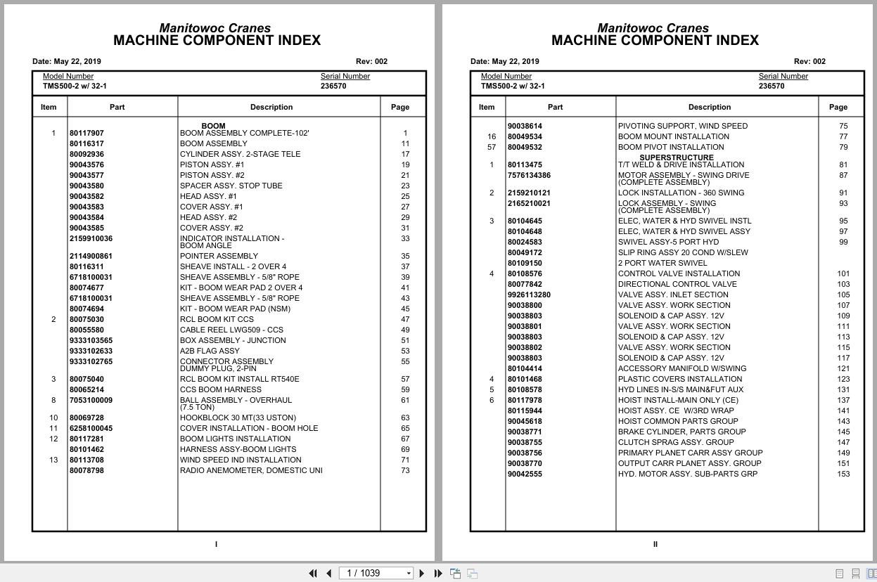 Grove Crane TMS500 2 236570 Parts Manual (1)