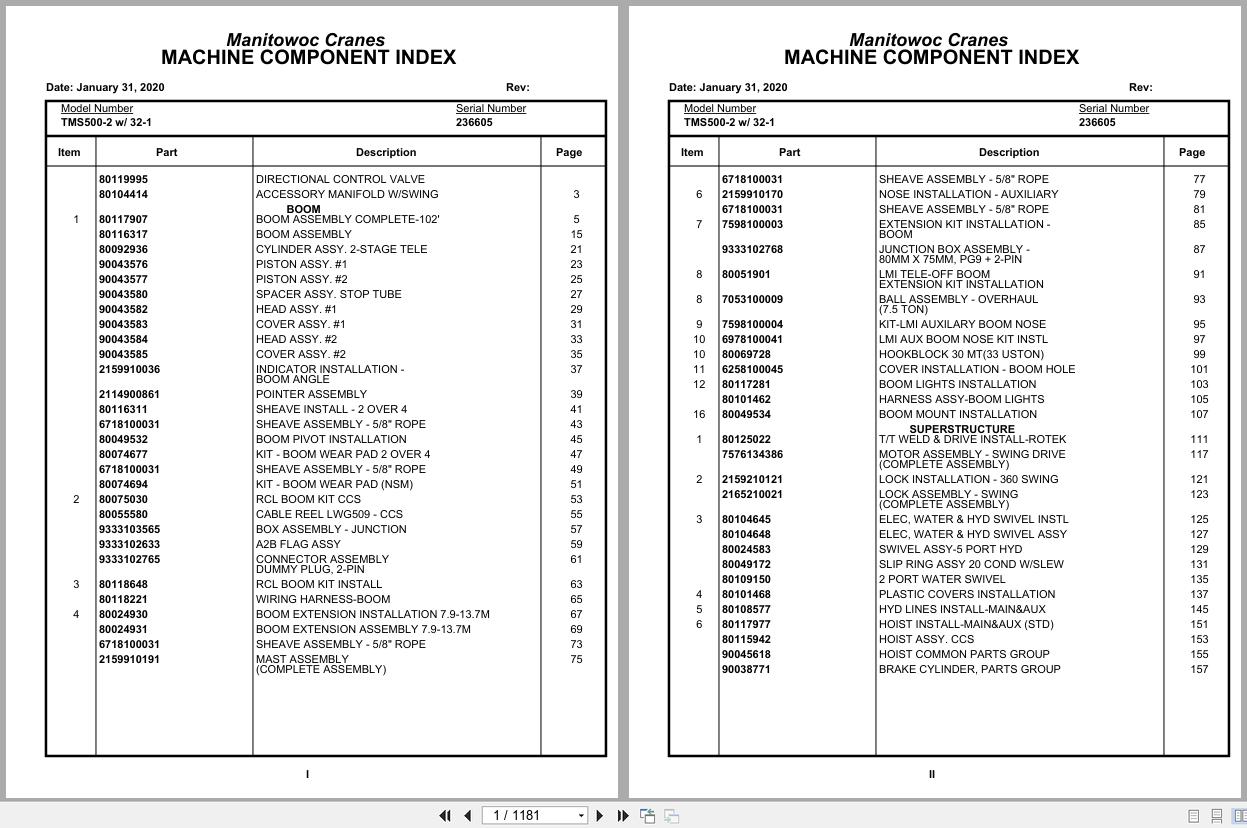 Grove Crane TMS500 2 236605 Parts Manual (1)