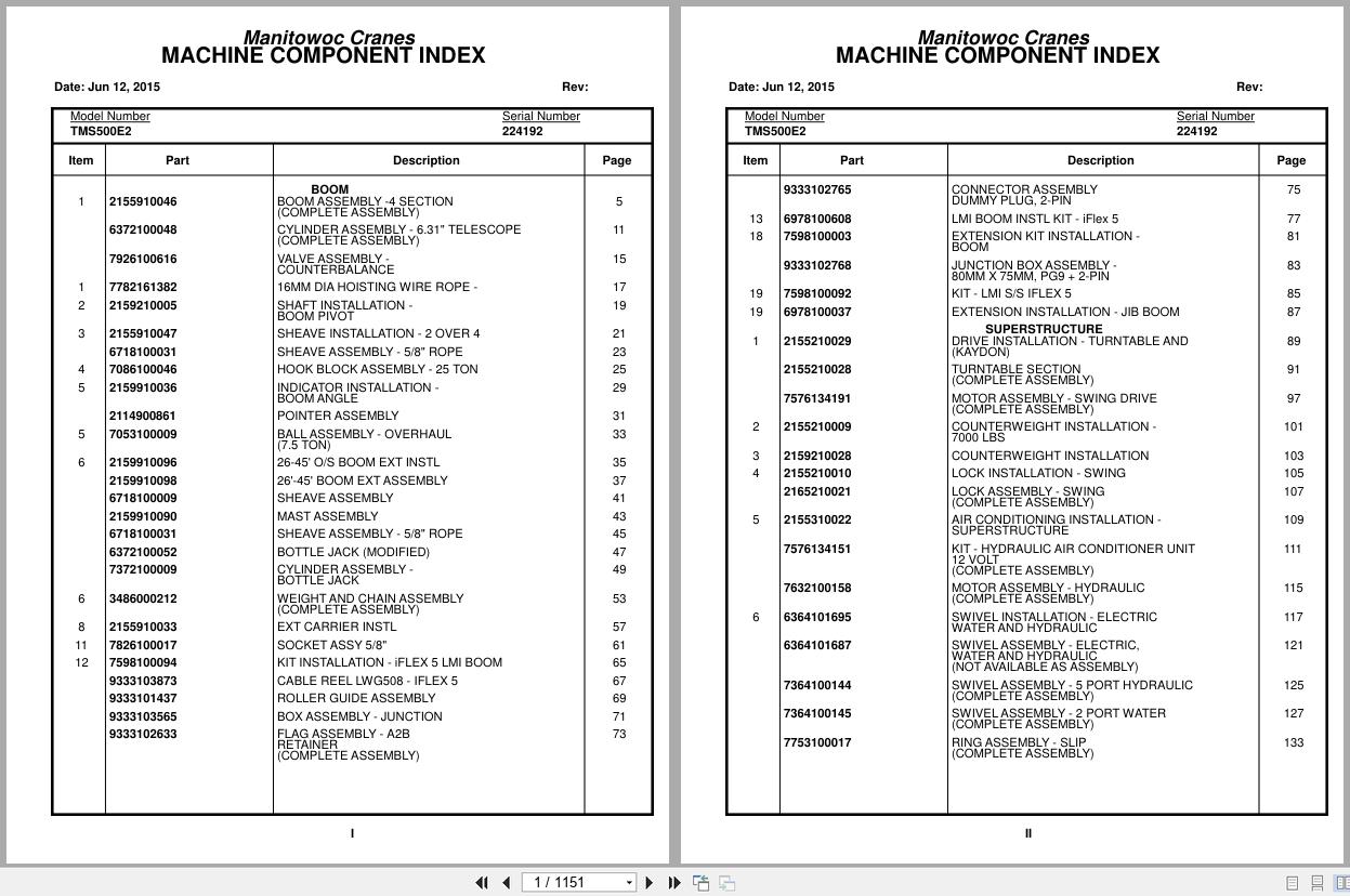Grove Crane TMS500E2 224192 Parts Manual (1)