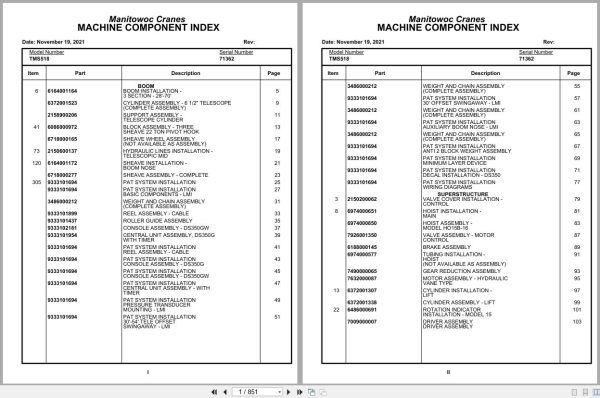 Grove Crane TMS518 71362 Parts Manual (1)