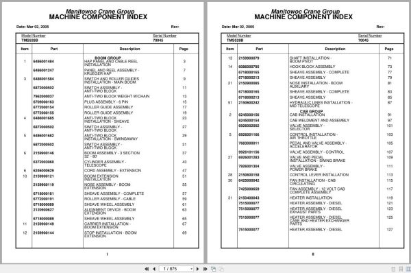 Grove Crane TMS528B 70045 Parts Manual (1)