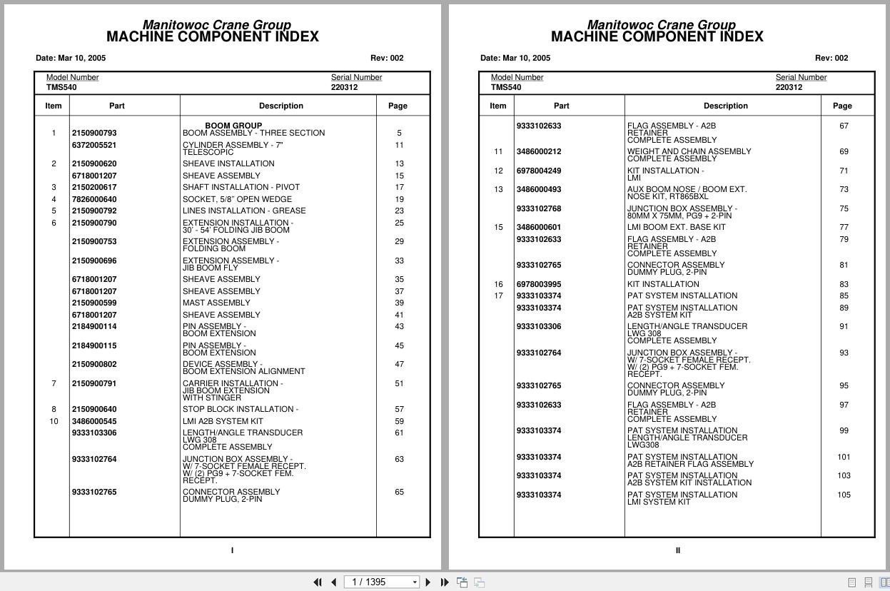 Grove Crane TMS540 220312 Parts Manual (1)