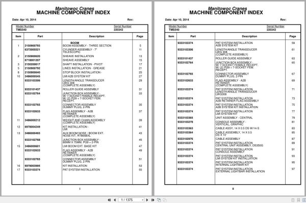 Grove Crane TMS540 220343 Parts Manual (1)
