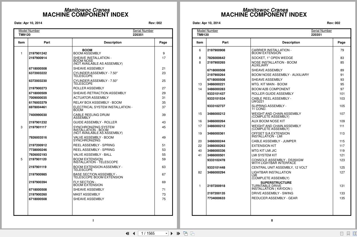 Grove Crane TMS540 220351 Parts Manual (1)