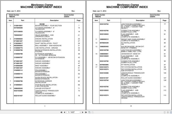 Grove Crane TMS540 220944 Parts Manual (1)