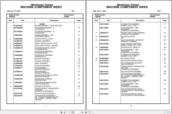 Grove Crane TMS540 220969 Parts Manual (1)