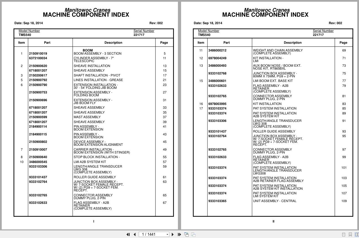 Grove Crane TMS540 221717 Parts Manual 2014 (1)